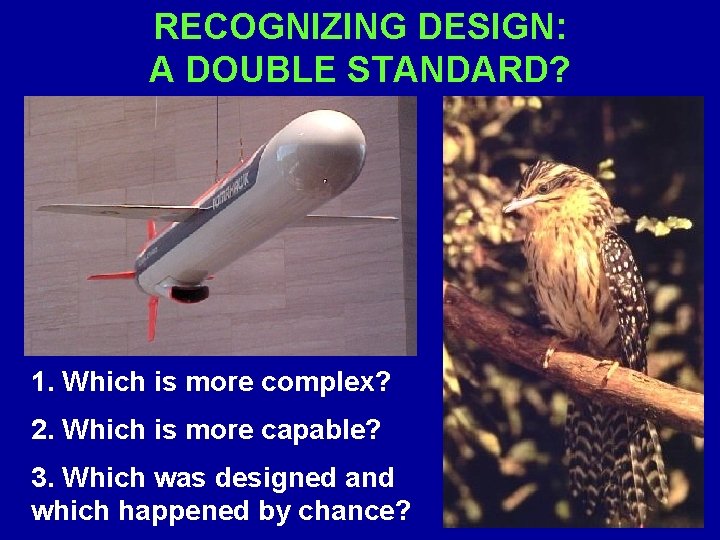 RECOGNIZING DESIGN: A DOUBLE STANDARD? 1. Which is more complex? 2. Which is more