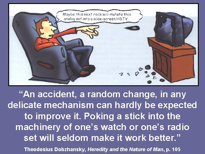 “An accident, a random change, in any delicate mechanism can hardly be expected to