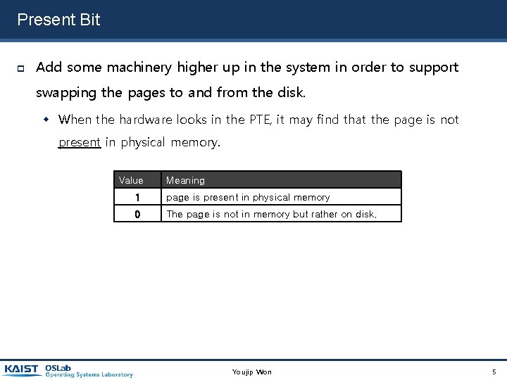 Present Bit Add some machinery higher up in the system in order to support