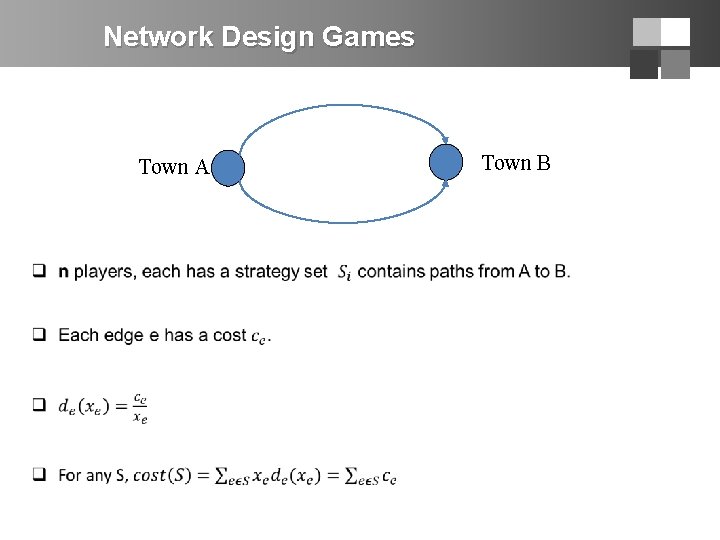 Network Design Games Town A Town B 