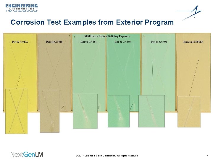 Corrosion Test Examples from Exterior Program © 2017 Lockheed Martin Corporation. All Rights Reserved