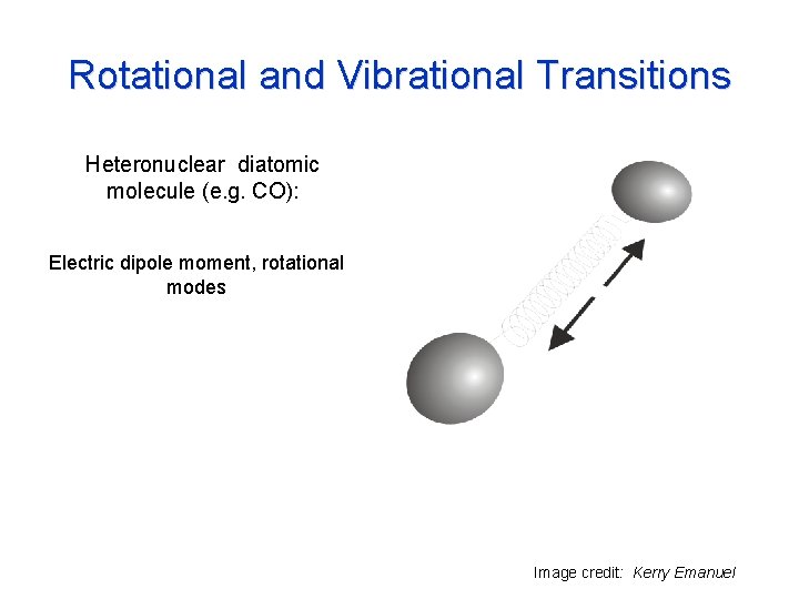 Rotational and Vibrational Transitions Heteronuclear diatomic molecule (e. g. CO): Electric dipole moment, rotational