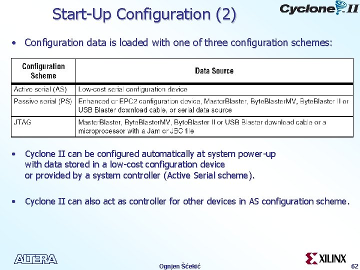 Start-Up Configuration (2) • Configuration data is loaded with one of three configuration schemes: