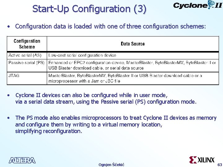 Start-Up Configuration (3) • Configuration data is loaded with one of three configuration schemes: