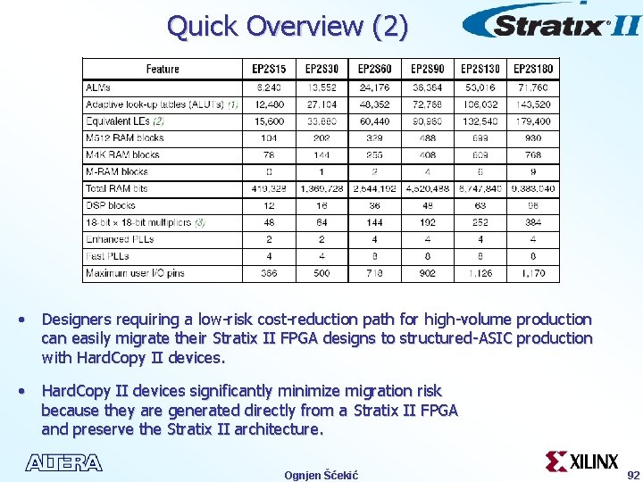 Quick Overview (2) • Designers requiring a low-risk cost-reduction path for high-volume production can