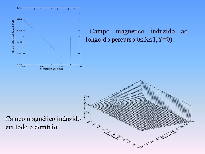  Campo magnético induzido ao longo do percurso 0 X 1, Y=0). Campo magnético