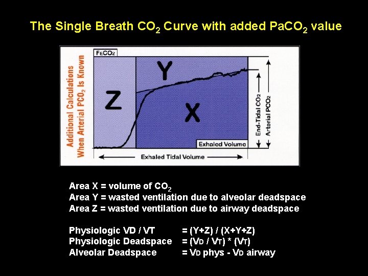 The Single Breath CO 2 Curve with added Pa. CO 2 value Area X