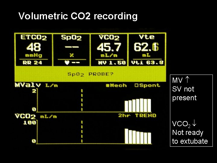 Volumetric CO 2 recording MV SV not present VCO 2 Not ready to extubate