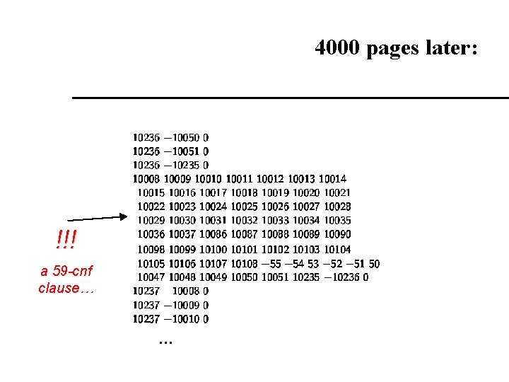 4000 pages later: !!! a 59 -cnf clause… … 