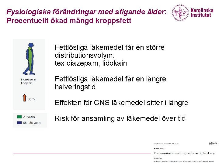 Fysiologiska förändringar med stigande ålder: Procentuellt ökad mängd kroppsfett Fettlösliga läkemedel får en större