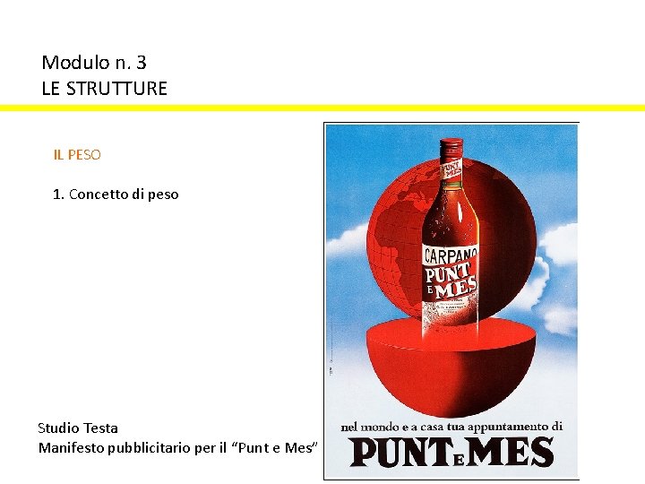 Modulo n. 3 LE STRUTTURE IL PESO 1. Concetto di peso Studio Testa Manifesto