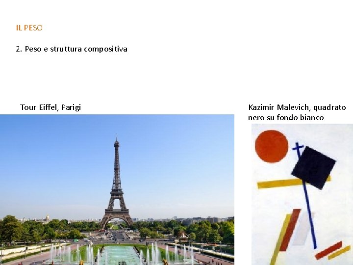 IL PESO 2. Peso e struttura compositiva Tour Eiffel, Parigi Kazimir Malevich, quadrato nero