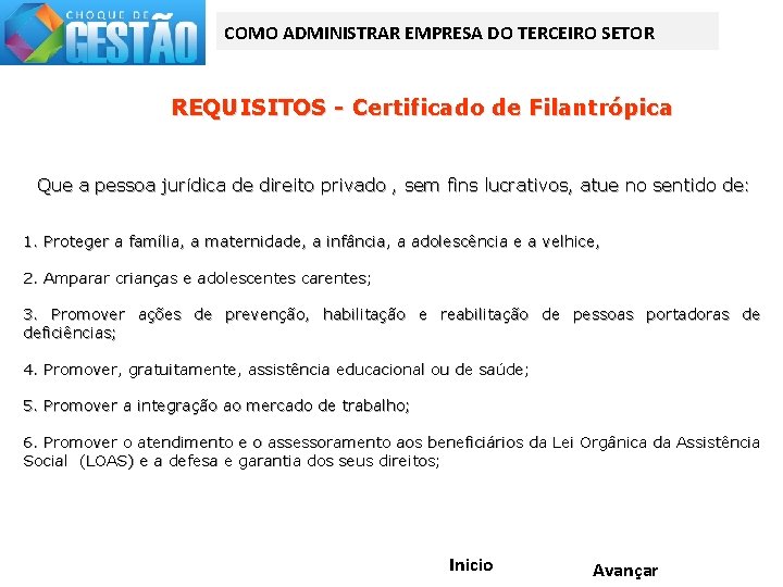 COMO ADMINISTRAR EMPRESA DO TERCEIRO SETOR REQUISITOS - Certificado de Filantrópica Que a pessoa