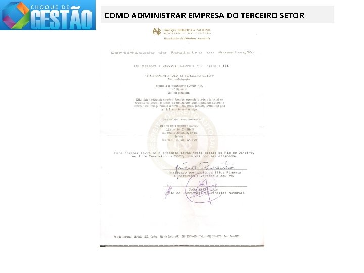 COMO ADMINISTRAR EMPRESA DO TERCEIRO SETOR 