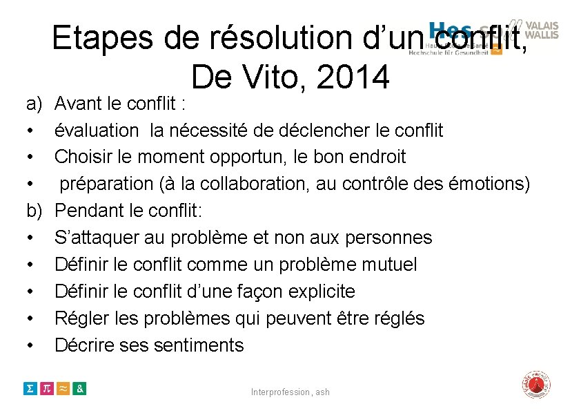 a) • • • b) • • • Etapes de résolution d’un conflit, De