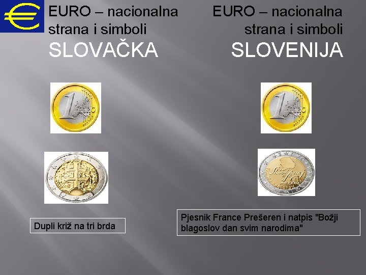EURO – nacionalna strana i simboli SLOVAČKA Dupli križ na tri brda EURO –