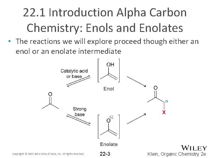 22. 1 Introduction Alpha Carbon Chemistry: Enols and Enolates • The reactions we will