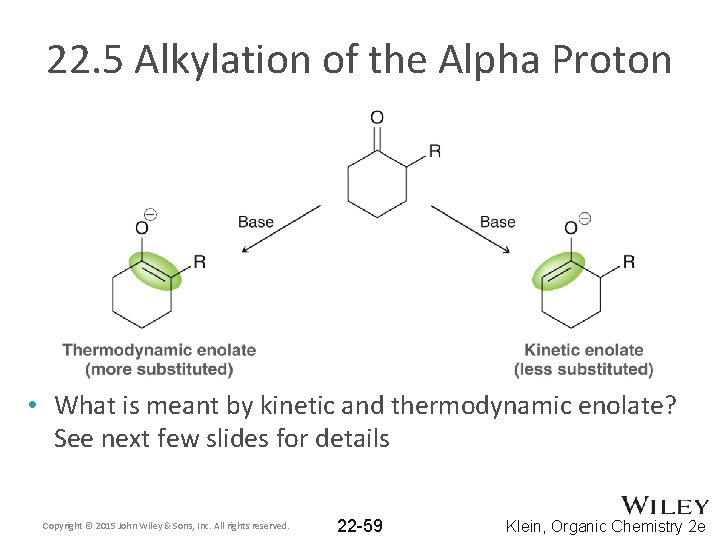 22. 5 Alkylation of the Alpha Proton • What is meant by kinetic and