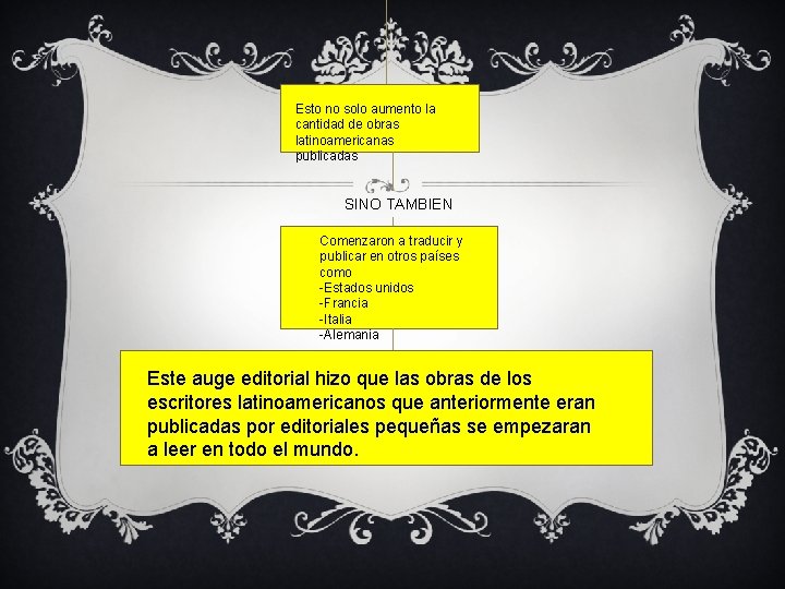 Esto no solo aumento la cantidad de obras latinoamericanas publicadas SINO TAMBIEN Comenzaron a