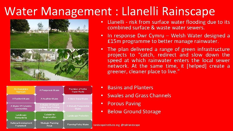 Water Management : Llanelli Rainscape • Llanelli - risk from surface water flooding due