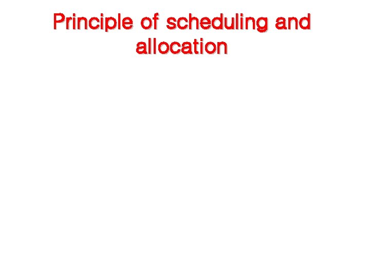 Principle of scheduling and allocation 