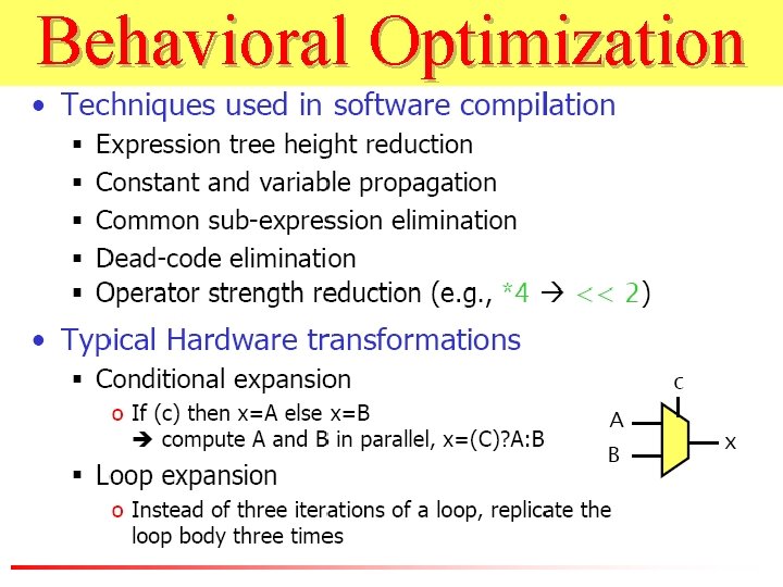 Behavioral Optimization 