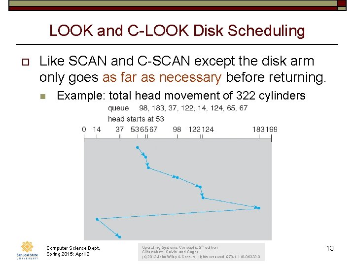 LOOK and C-LOOK Disk Scheduling o Like SCAN and C-SCAN except the disk arm