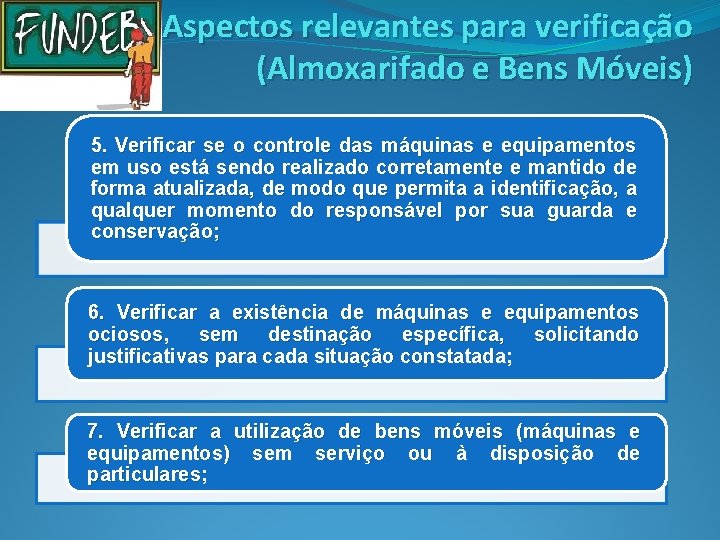 Aspectos relevantes para verificação (Almoxarifado e Bens Móveis) 5. Verificar se o controle das