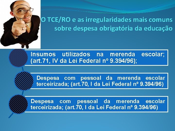 O TCE/RO e as irregularidades mais comuns sobre despesa obrigatória da educação Insumos utilizados