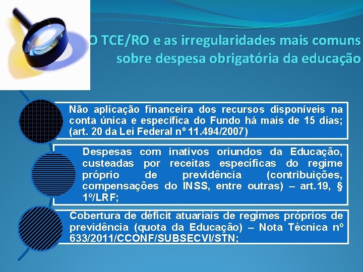 O TCE/RO e as irregularidades mais comuns sobre despesa obrigatória da educação Não aplicação