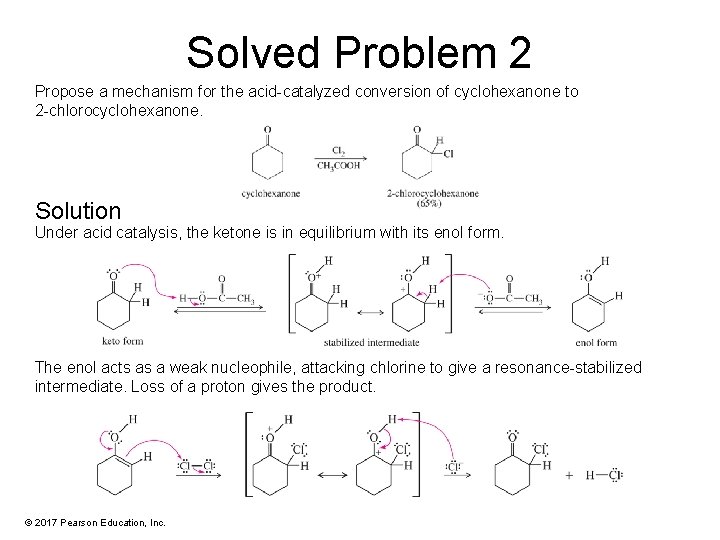 Solved Problem 2 Propose a mechanism for the acid-catalyzed conversion of cyclohexanone to 2