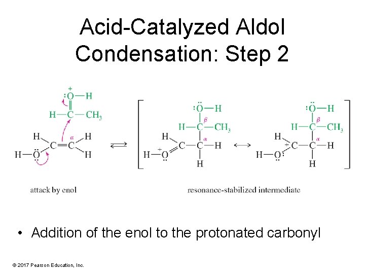 Acid-Catalyzed Aldol Condensation: Step 2 • Addition of the enol to the protonated carbonyl