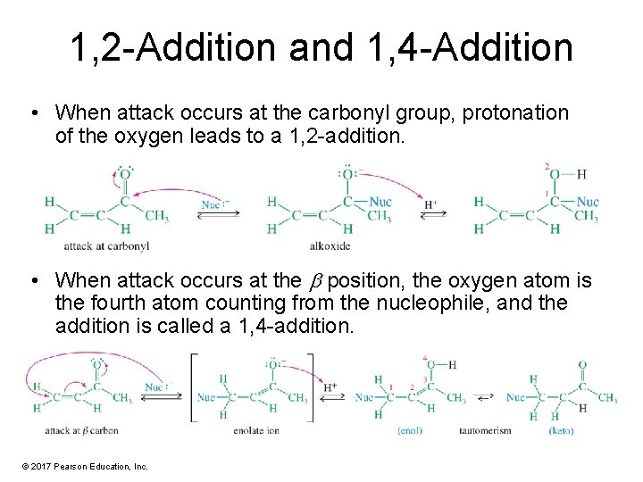 1, 2 -Addition and 1, 4 -Addition • When attack occurs at the carbonyl