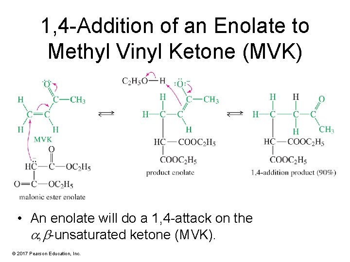 1, 4 -Addition of an Enolate to Methyl Vinyl Ketone (MVK) • An enolate