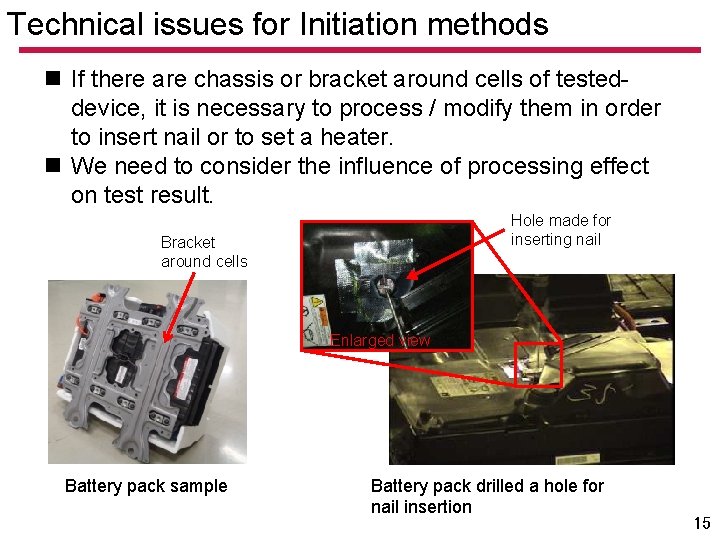 Technical issues for Initiation methods n If there are chassis or bracket around cells