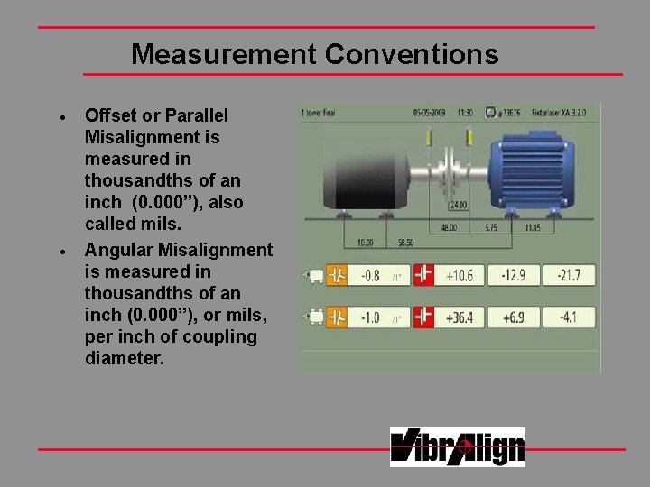 Measurement Conventions · · Offset or Parallel Misalignment is measured in thousandths of an Measurement Conventions · · Offset or Parallel Misalignment is measured in thousandths of an
