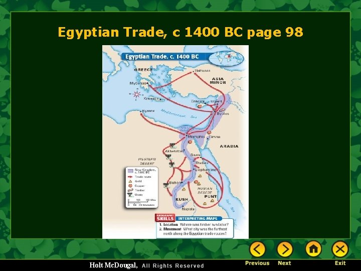 Egyptian Trade, c 1400 BC page 98 Holt Mc. Dougal, 