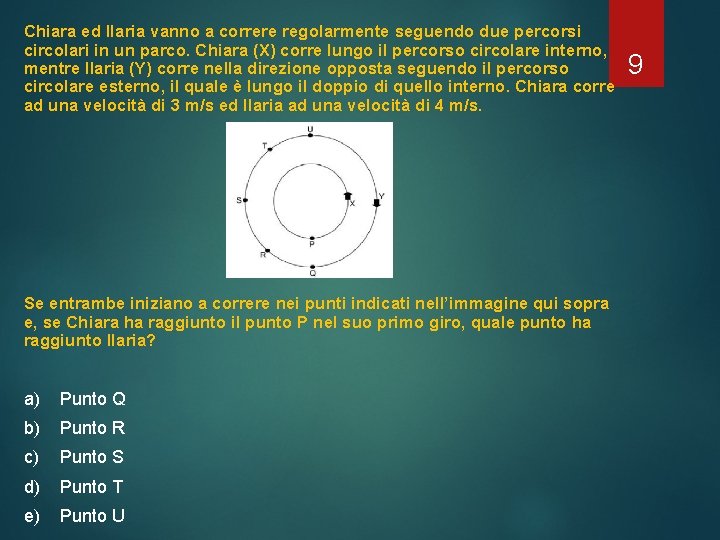 Chiara ed Ilaria vanno a correre regolarmente seguendo due percorsi circolari in un parco. Chiara ed Ilaria vanno a correre regolarmente seguendo due percorsi circolari in un parco.