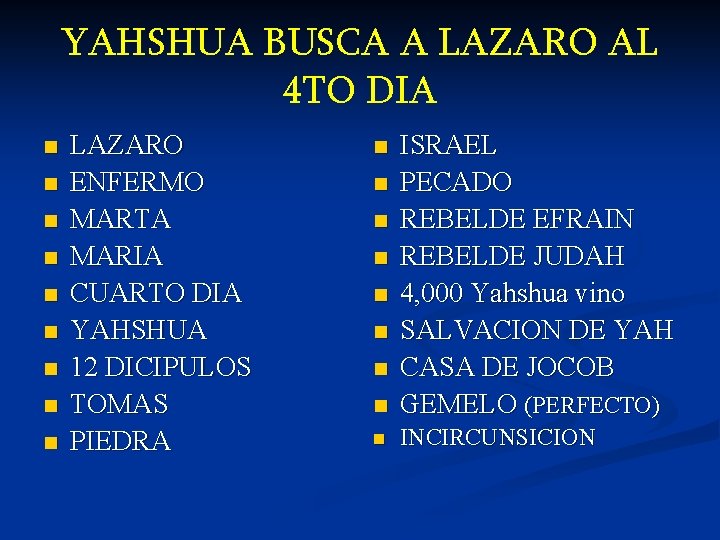 YAHSHUA BUSCA A LAZARO AL 4 TO DIA n n n n n LAZARO