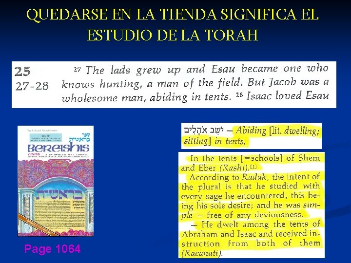 QUEDARSE EN LA TIENDA SIGNIFICA EL ESTUDIO DE LA TORAH Page 1064 