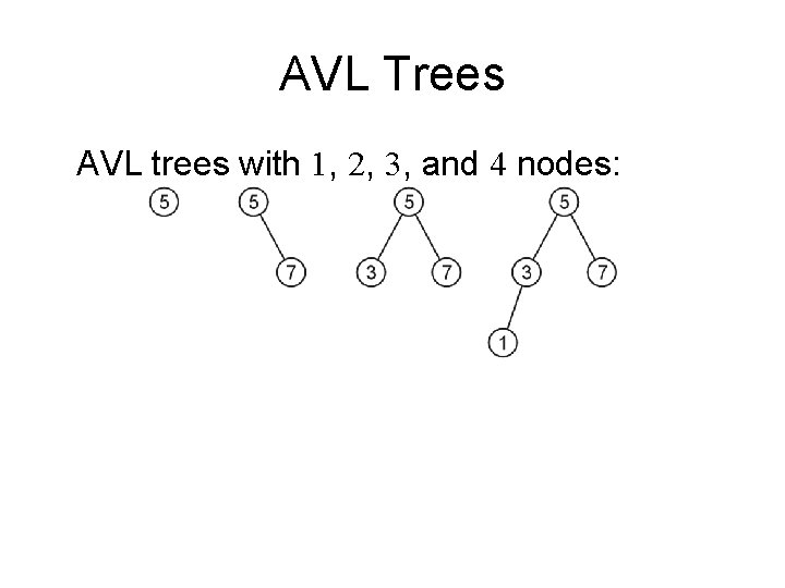 AVL Trees AVL trees with 1, 2, 3, and 4 nodes: 