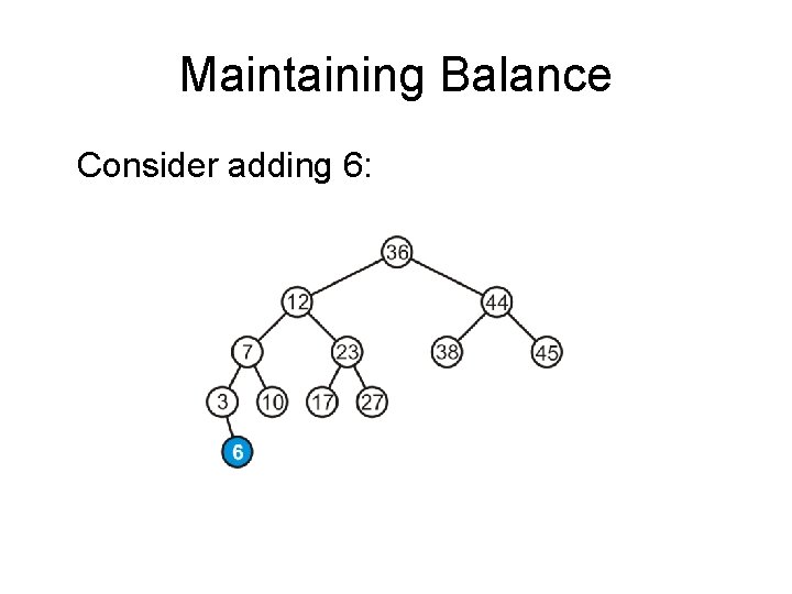 Maintaining Balance Consider adding 6: 