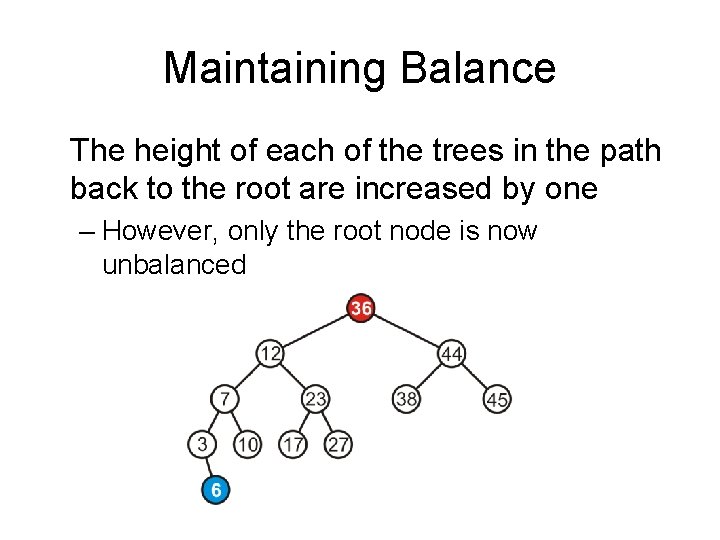 Maintaining Balance The height of each of the trees in the path back to