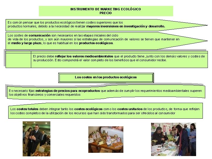 INSTRUMENTO DE MARKETING ECOLÓGICO PRECIO Es común pensar que los productos ecológicos tienen costes