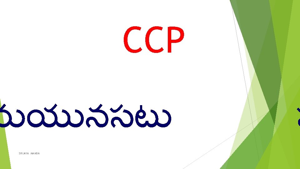 CCP మయ నసట SRIJAYA MANEM ప 