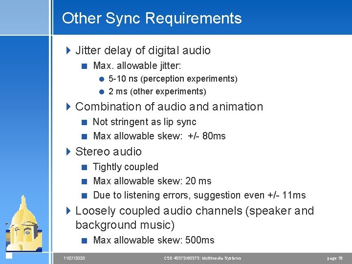 Other Sync Requirements 4 Jitter delay of digital audio < Max. allowable jitter: = Other Sync Requirements 4 Jitter delay of digital audio < Max. allowable jitter: =