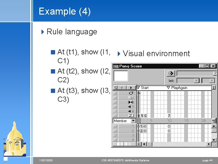 Example (4) 4 Rule language < At (t 1), show (I 1, 4 Visual Example (4) 4 Rule language < At (t 1), show (I 1, 4 Visual