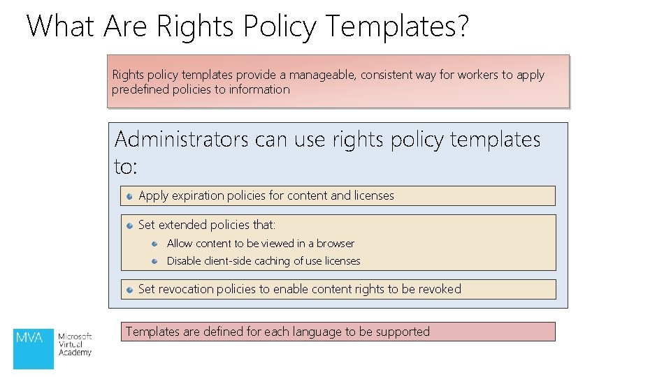 What Are Rights Policy Templates? Rights policy templates provide a manageable, consistent way for