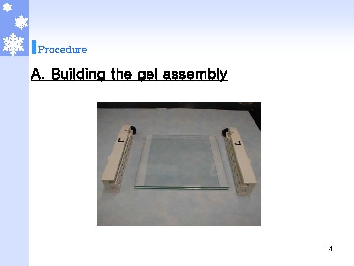 Procedure A. Building the gel assembly 14 