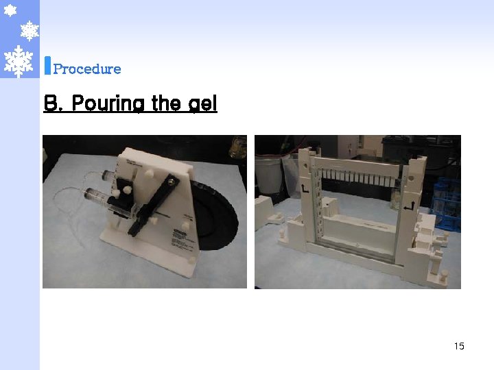 Procedure B. Pouring the gel 15 